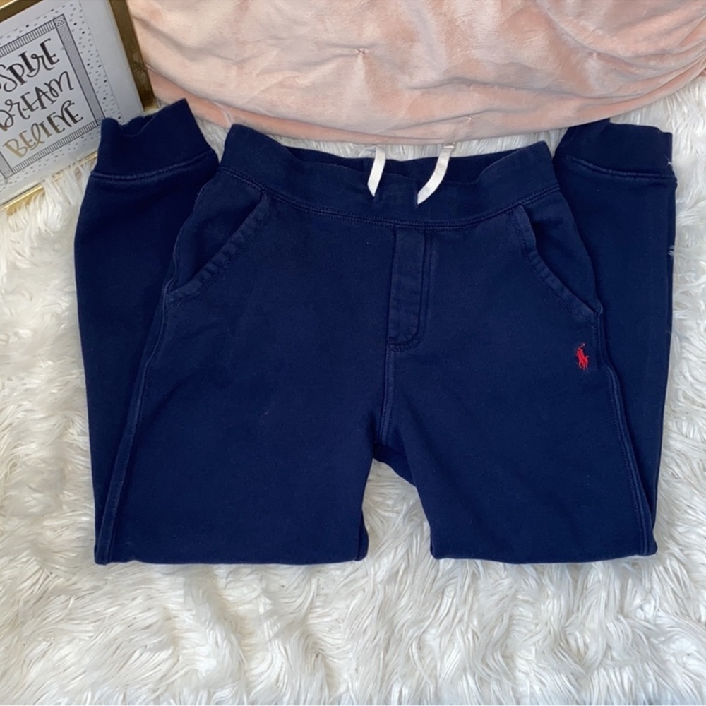 POLO RALPH LAUREN- boys blue sweatpants with pockets and drawstring. Size:10-12.